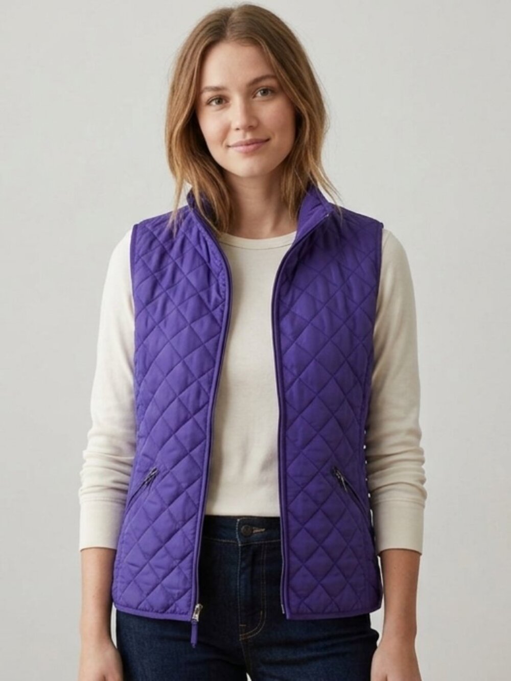 A Pop of Purple with this Onque Casuals Quilted Vest Size XL
